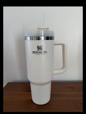 Stanley White Insulated Travel Mug with Handle and Straw
